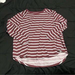 Red and White Stripe Long Sleeve Shirt